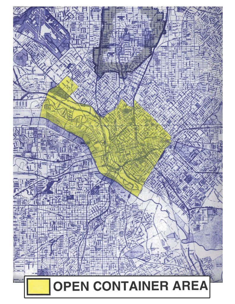 Area where public drinking is illegal in Dallas