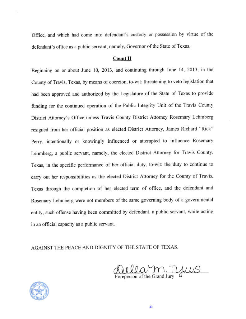 Rick Perry Felony Indictment page 2